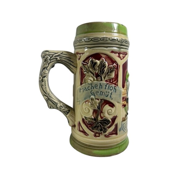 Vintage German Style Prosit Beer Stein Cheers Hand Painted Tavern Scene 7" Tall - Picture 5 of 11